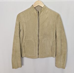 Rene Derhy Beige Suede Leather Jacket Small